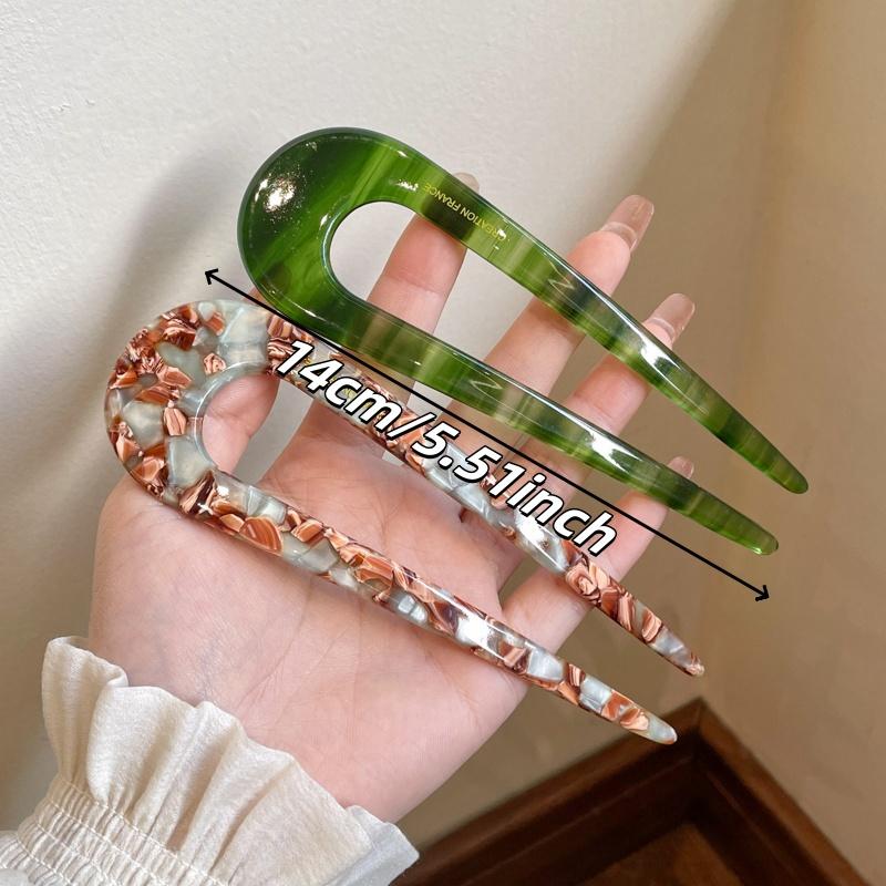 Chinesische Minimalistische Leopardenmuster Acetat Geometrische U-förmige Damen Haarspange Elegant und Retro Aufgewickeltes Haar Accessoire Haarnadel