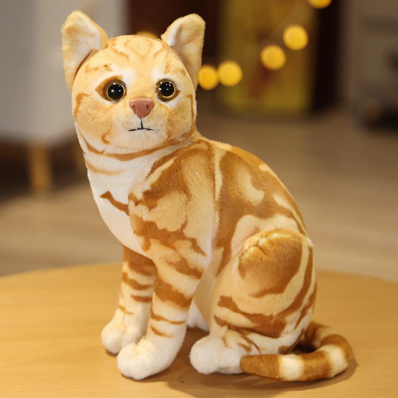 3D Cat Plush Toy Throw Pillow - Cute Stereo Cat Doll for Kids' Birthday Gift