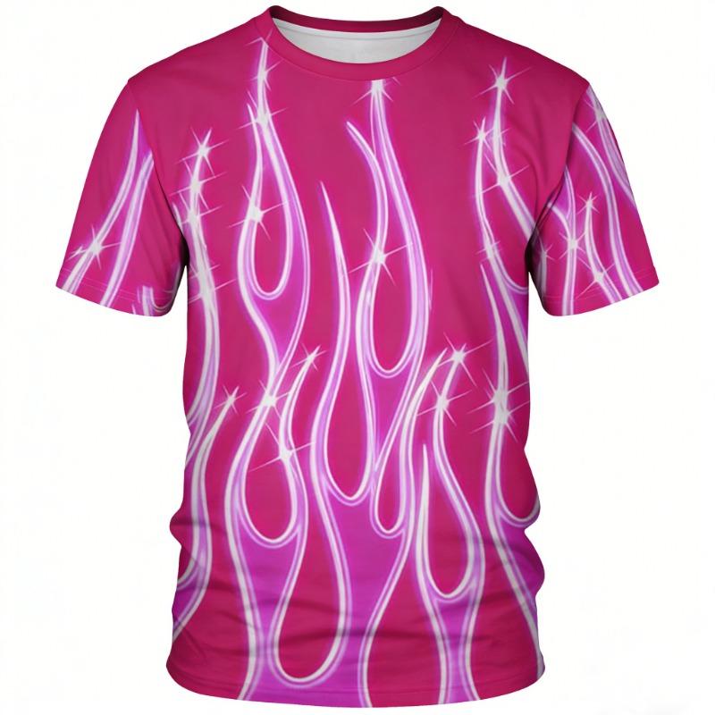 Herren T-Shirts 3D Vintage Sommer Mode Rote Flamme Hawaiianisches T-Shirt Männliches Sommer Kurzarm Oversized Shirt Für Männer Oberteil