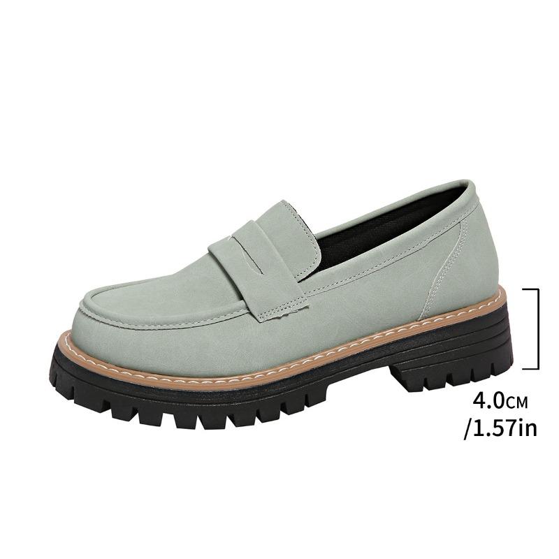 Spring and Autumn Loafers Casual Matte British-style Women's Shoes with Thick Heels and Thick Soles Retro Women's Shoes