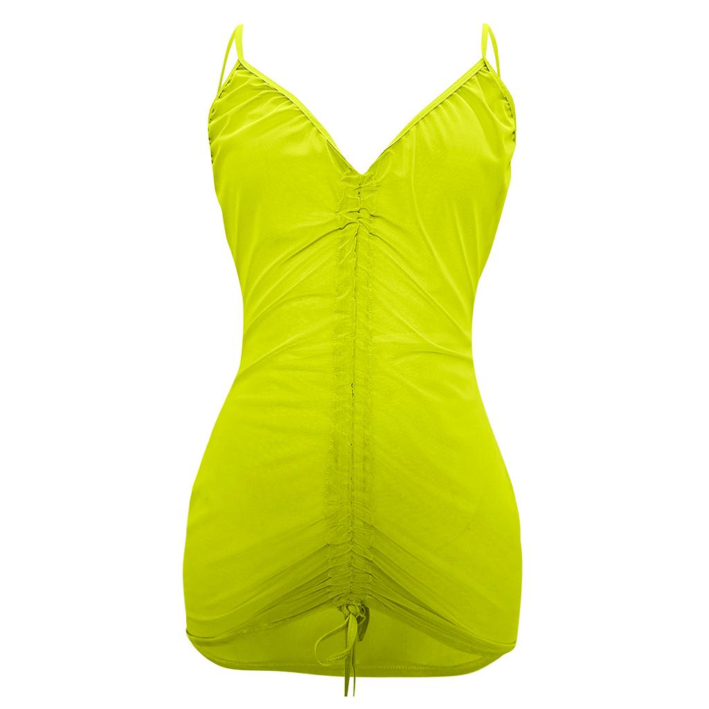 Womens Ladies Sheer Mesh Holiday Summer Beach Bod-ycon Party  Neon Dress