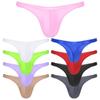 Mens Pouch Thong Underwear Glossy Material Low Rise Design Solid Color Briefs Swimwear Comfort Fit