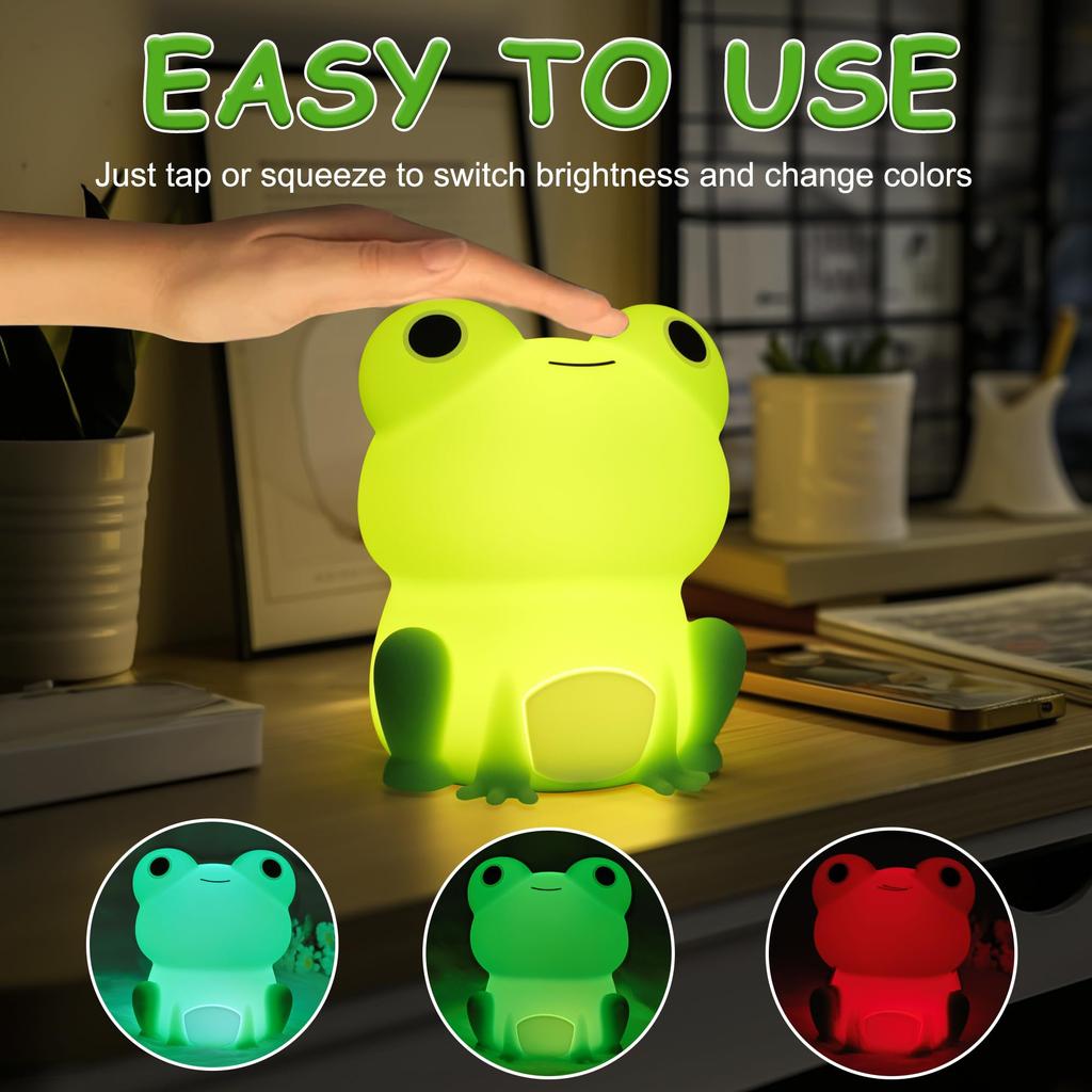 Frog Night Light Lampeez Nursing Light Silicone Night Light Timer Setting Table Lamp Bedside USB Rechargeable Safe Dimmable Birthday Gift