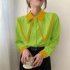 ZANZEA Women Casual Contrast Lapel Long Sleeve Blouses