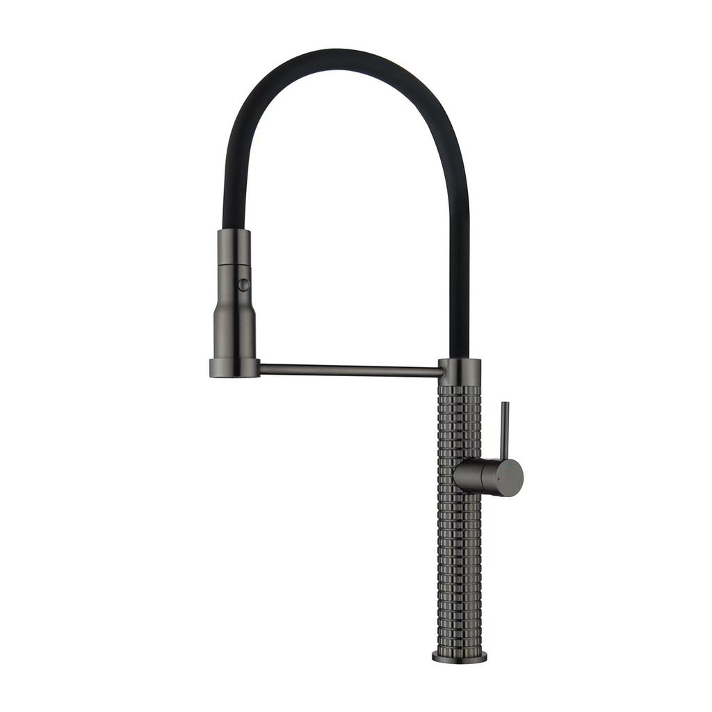 Copper Kitchen Hot And Cold Wash Basin Faucet Gun Grey Retractable Universal Rotary Sink Faucet Pull Down Kitchen Faucet