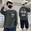 100% Pure Cotton Boys' Long-Sleeve T-Shirt - Autumn Loose Fit, Round Neck, for Middle and Big Kids, National Tide Style