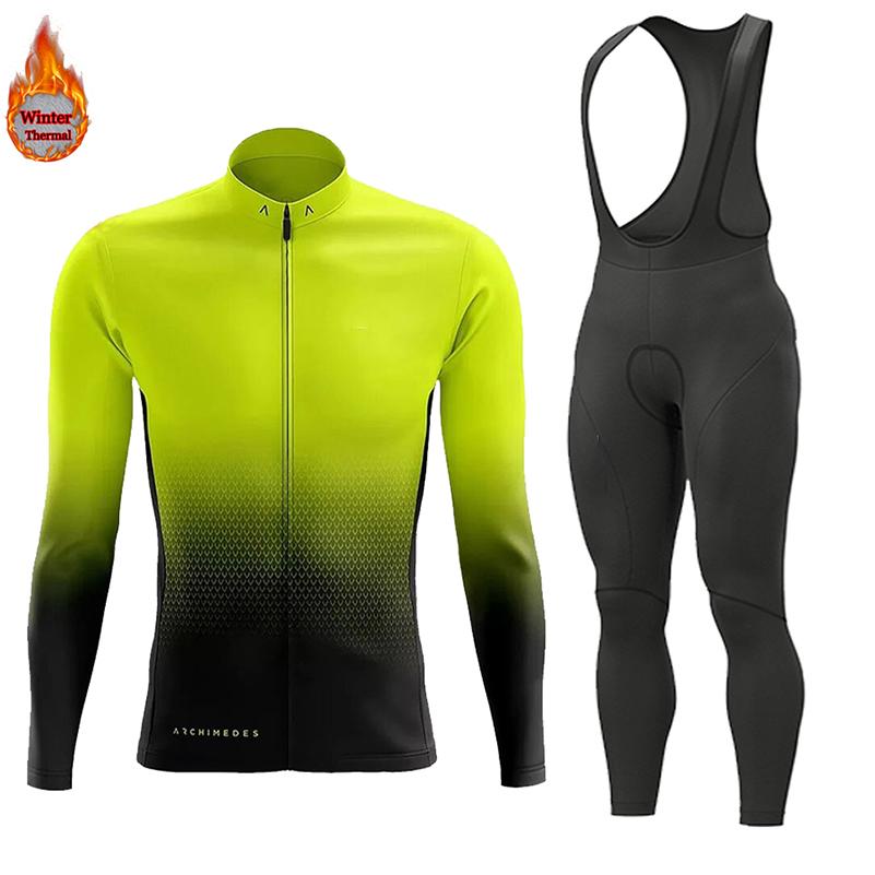 2026 Winter Warm Men Winter Jacket Racing Cycling Long Sleeves Jersey Set Warm Thermal Fleece Bike Jersey Outdoor Road Bike Cycling Clothing