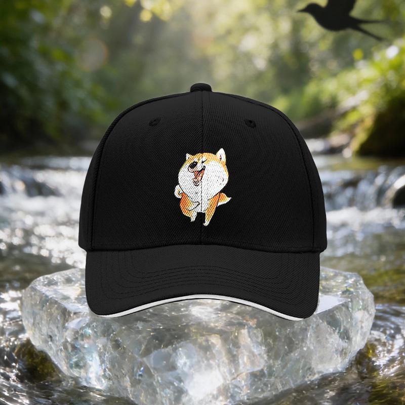 Smiling Shiba Inu Baseball Cap with Shiba Inu Face Adjustable Lightweight Unisex Hat Suitable for Travel Parties Birthdays