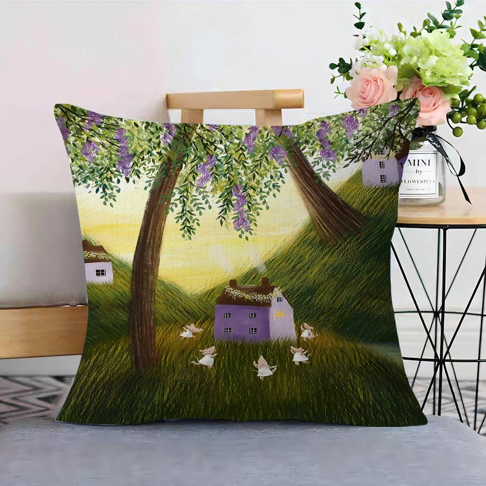 Scenery Painting Art Movie Sticky Personalized Pillow Dust Cover Bedroom Kids Party Decoration Pillowcase Birthday Children Gift