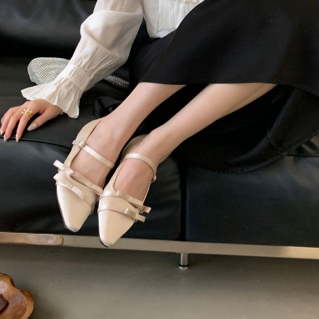 Beautiful Bow, Shallow Mouth Single Shoes, Women's Skirt, Commuter Work Shoes, Inner Height Increase, Ladyshoes