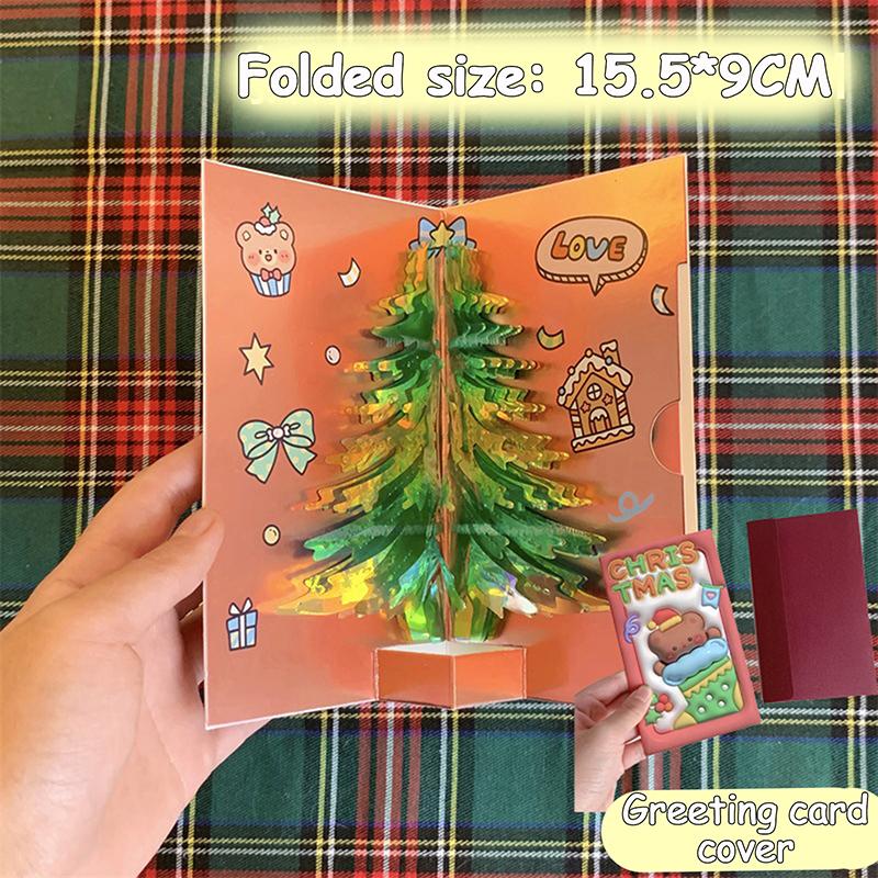 

3D Pop Up Рождественская открытка с музыкой Счастливого Рождества Поздравительная открытка Рукописные благословения Пригласительные открытки Подарки на День благодарения