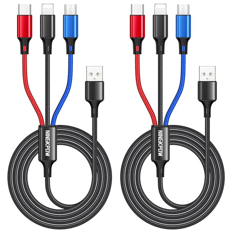 

NINGKPOW 3в1 зарядный кабель [2M набор из 2] USB-кабель 3A быстрая зарядка 3 в 1 зарядный шнур USB кабель типа C Micro Phone кабель для зарядки Can power 3