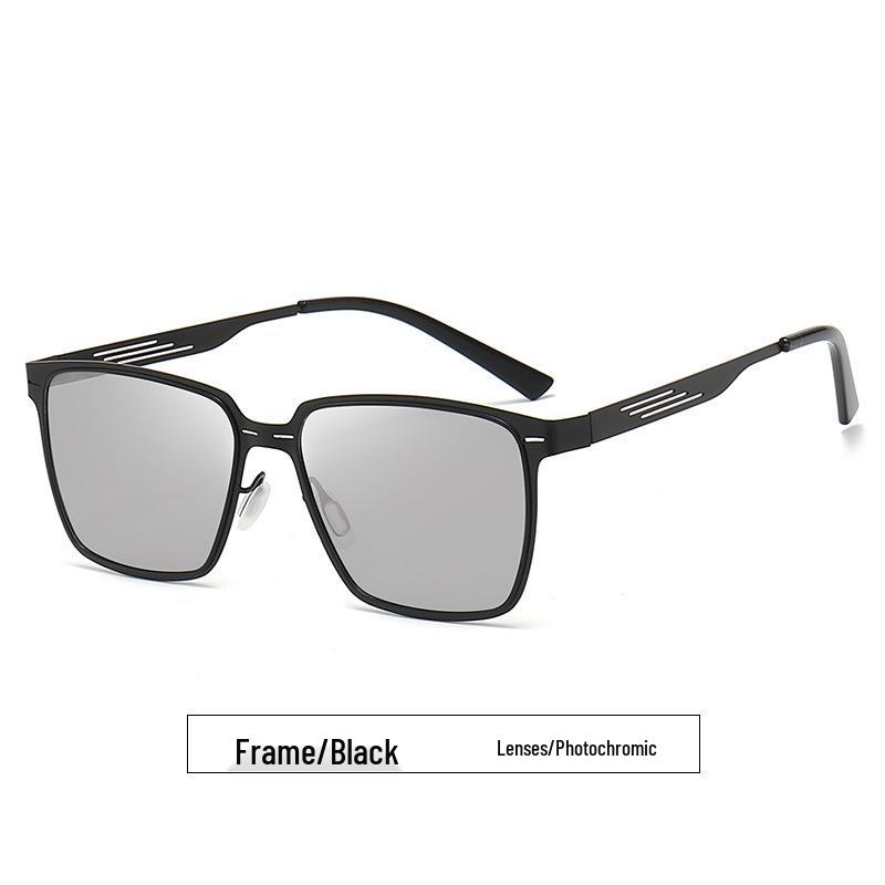 Men's Polarized Stainless Steel Square Sunglasses - Classic Retro Outdoor Driving, Fishing, and Cycling Glasses