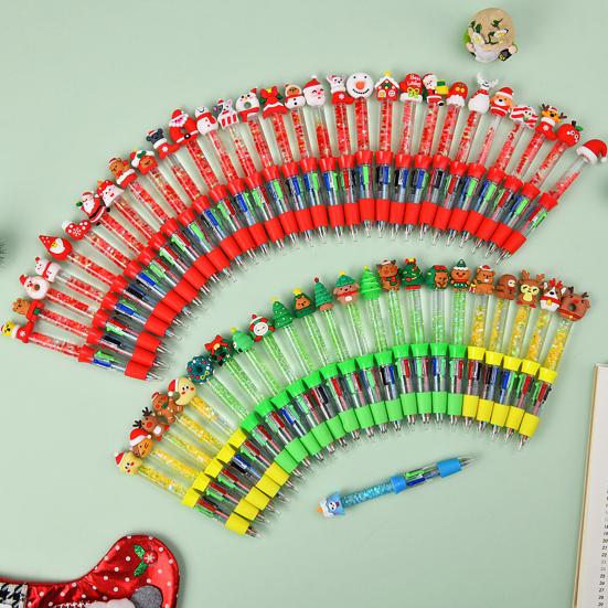 Vánoční téma Vícebarevná tužka 0,5 mm Hladké psaní Zatahovací kuličkové pero pro studenty umělce Vánoční punčochy Kancelářské potřeby