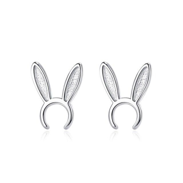 

Милые серьги в виде кроличьих ушей из стерлингового серебра для девочек S925 корейские простые серебряные простые креативные серьги в виде кролика серебряный
