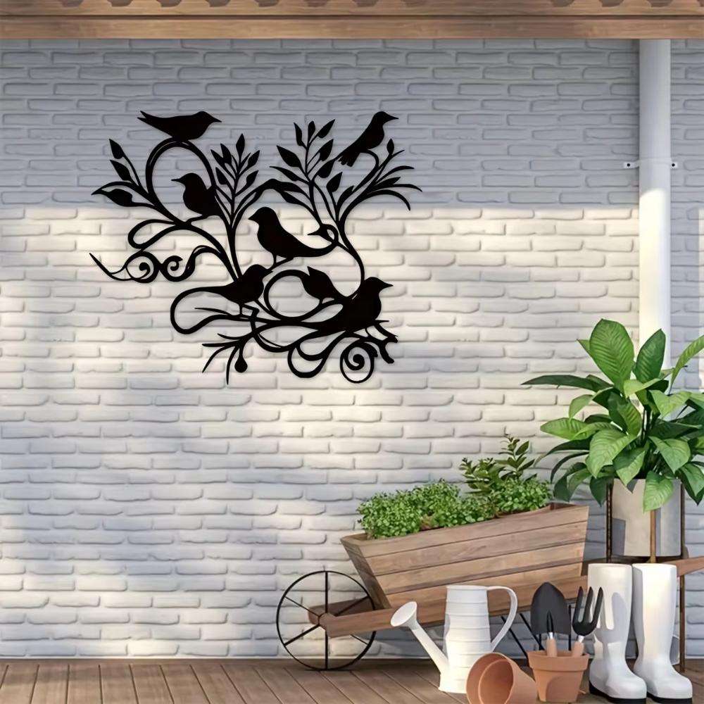 1 st Arabesque Fåglar På Gren Skylt, Metallväggkonst, Metallvägghängning, Unikt Hem, Heminredning, Lämplig För Att Dekorera Hus