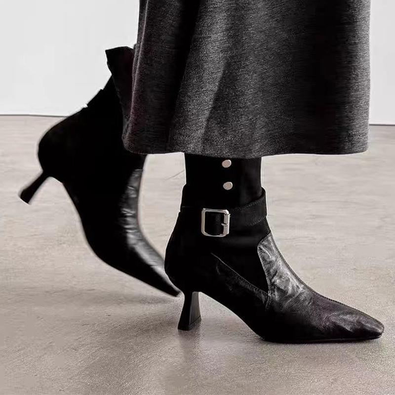 Fashion High Heels Women's Ankle Boots Pointed Toe Fashion Luxury Shoes for Woman Sexy Winter Boots 2025 Dress Pumps Mujer Chelsea Botas