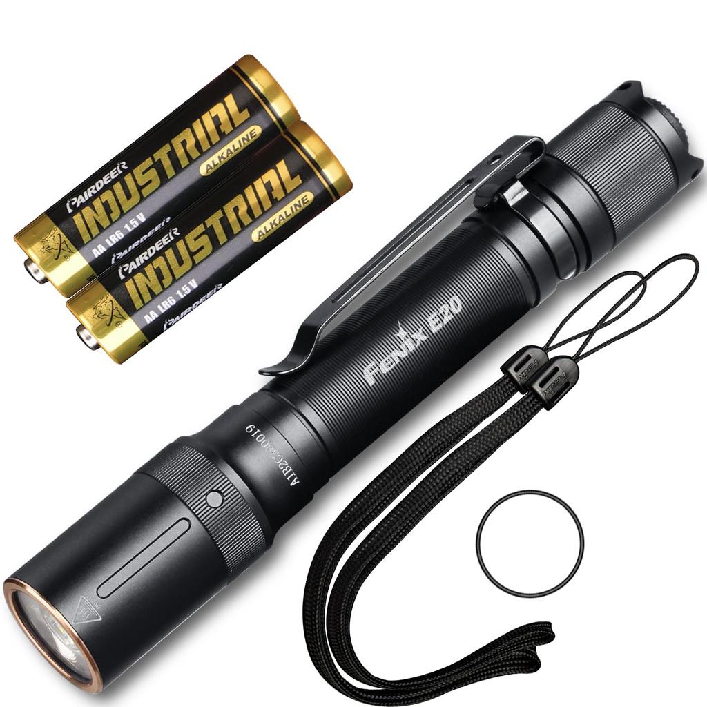 Fenix E20 LED 350 IP68 Waterproof and 126m AA Batteries Keychain Emergency Outdoor Dog Night Kaichiyu Electric Mountain Insect Flashlight V2.0-L
