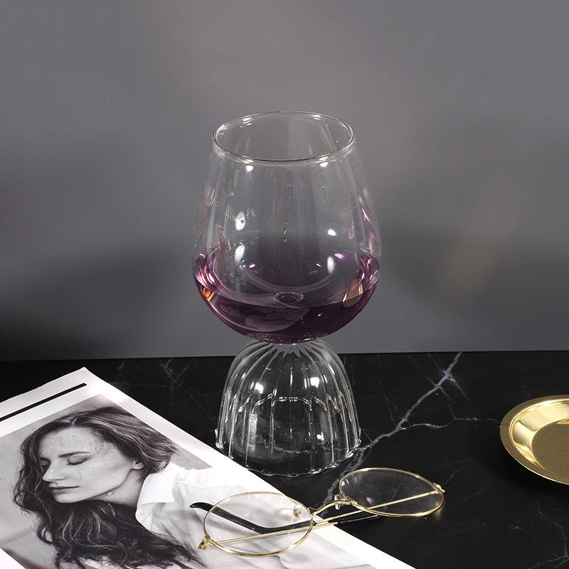 

Colorful Vertical Grain Modern Bouquet Waist Glass Vase - Ice Cream Bowl Water Cup Champagne Cocktail Test Tube Wine Glasses 200-400ml