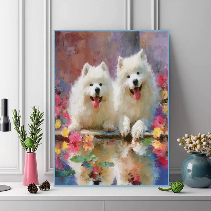 Cute Samoyed Pattern 3pcs 100% Round Full Drill 5D DIY Diamond Painting Embroidery Cross Stitch Rhinestone Décor