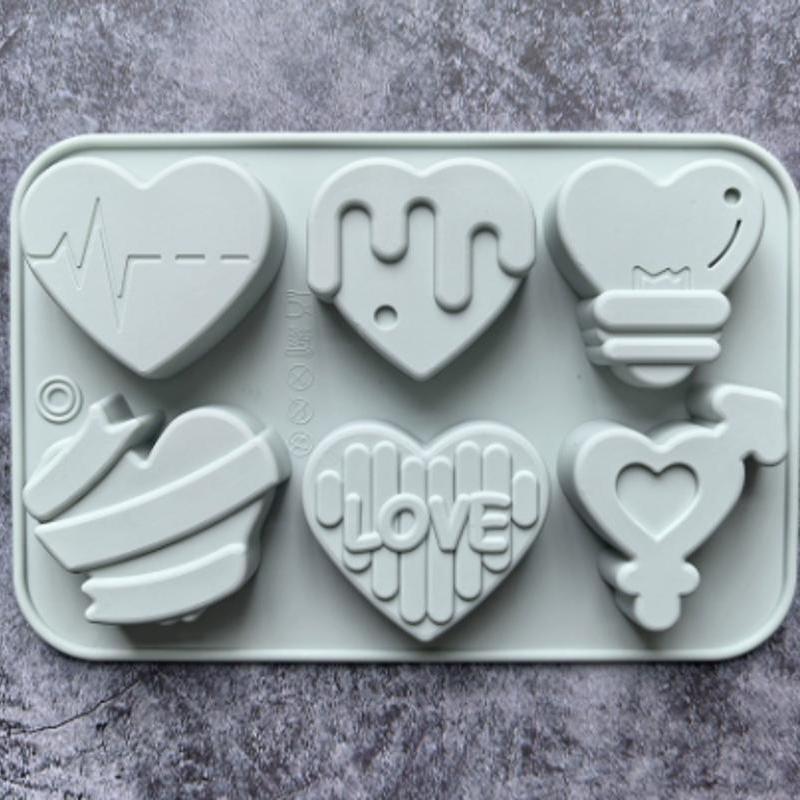 

1 Pcs 6 Holes Love Silicone Candy Mold DIY Heart Shaped Candle Soap Mould Chocolate Pudding Jelly Cake Decoration Baking Tools