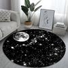 Black Starry Sky Round Carpet Modern Living Room Bedroom Study Floor Mat Star and Moon Illustration Beautiful Room Floor Decor