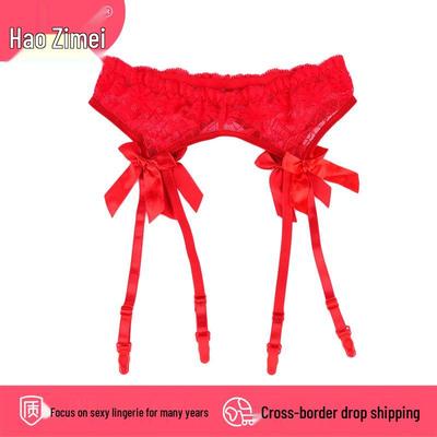 Ultra-Thin Transparent Lace Bow Garter Belt with Stocking Suspenders - Sexy Japanese Style Lingerie