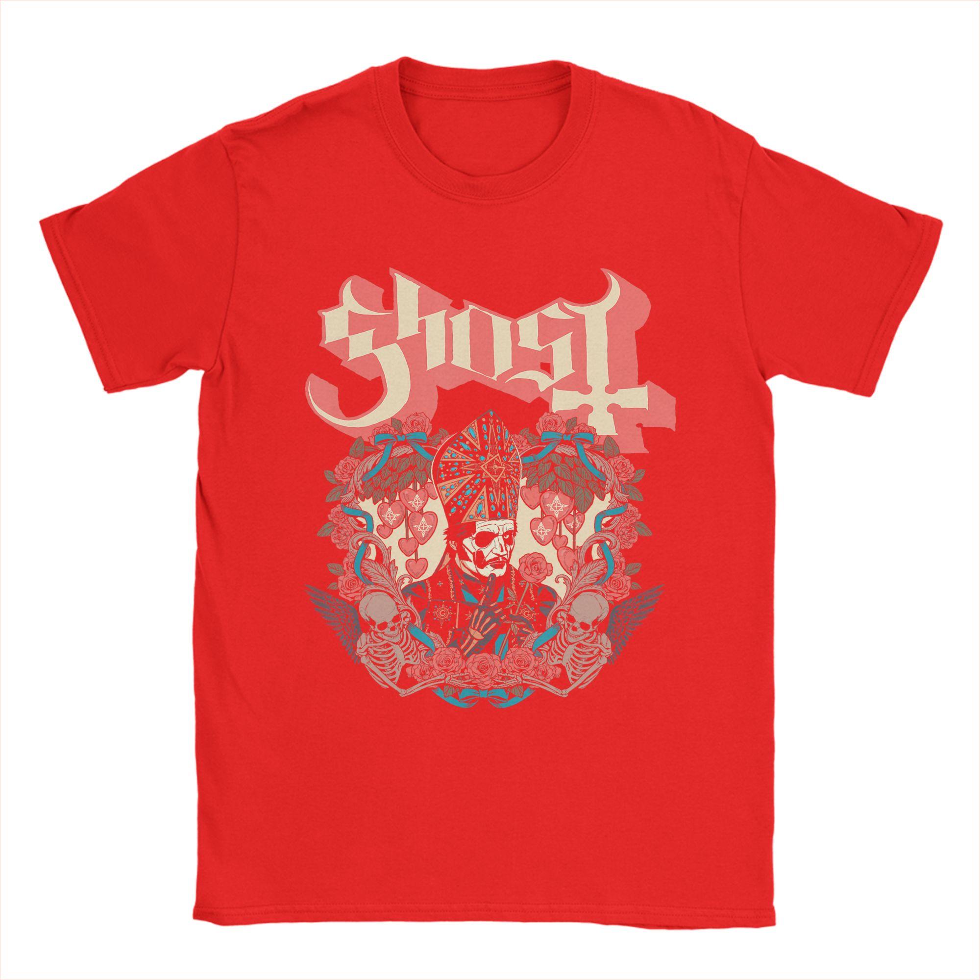 

Ghost Band Valentines Day Flower Heart Skull T Shirts Men Pure Cotton Funny TShirt Crewneck Tee Shirt Short Sleeve Clothing S