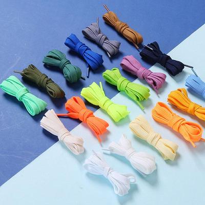 Durable Polyester Flat Shoelaces for Casual Shoes and Sneakers - Set of 2 Pairs In Multiple Solid Colors