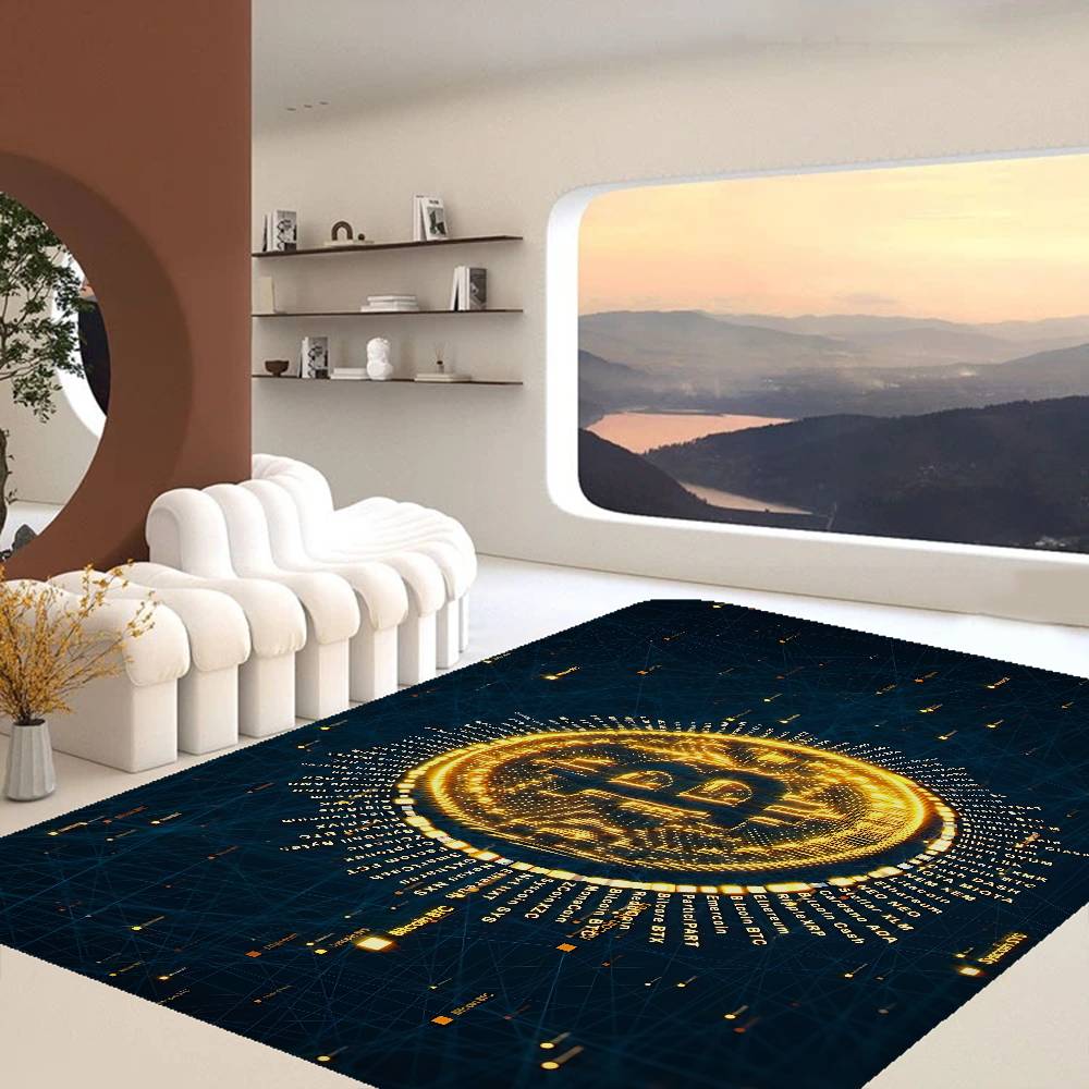 B-Bitcoin LOGO Door Mat Washable Non-Slip Living Room Sofa Chairs Area Mat Kitchen Doormat Area Rug