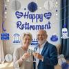 Navy Blue Retirement Party Decorations, Pre-Strung Happy Retirements Banner with Honeycomb Balls, Hanging Swirls, Circle Dots Garland for Happy
