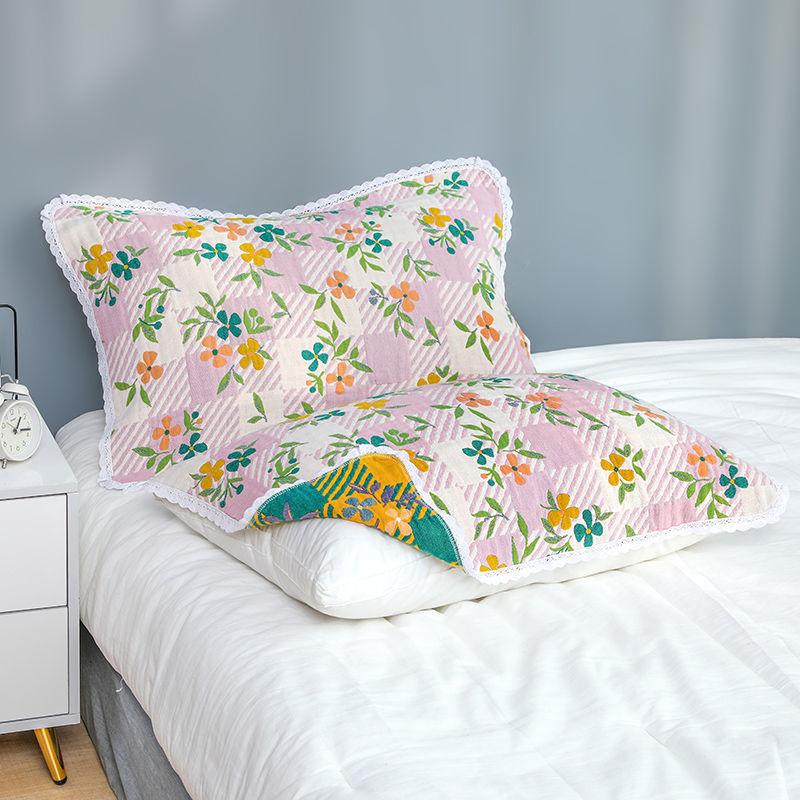 

Цветочная хлопковая подушка-полотенце Мягкая Взрослые Постельные принадлежности Бытовая Пот-впитывающая Подушка Чехол Четыре Сезона Толстая Наволочка Прочный Новый 52x75m-1pc