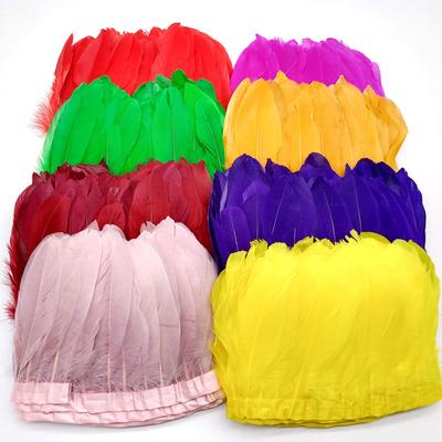 2 Meter Gänsefedern Fransenbänder Federn DIY Handarbeitszubehör Nähband Für Hochzeitskleid Dekoration Basteln 15-20cm