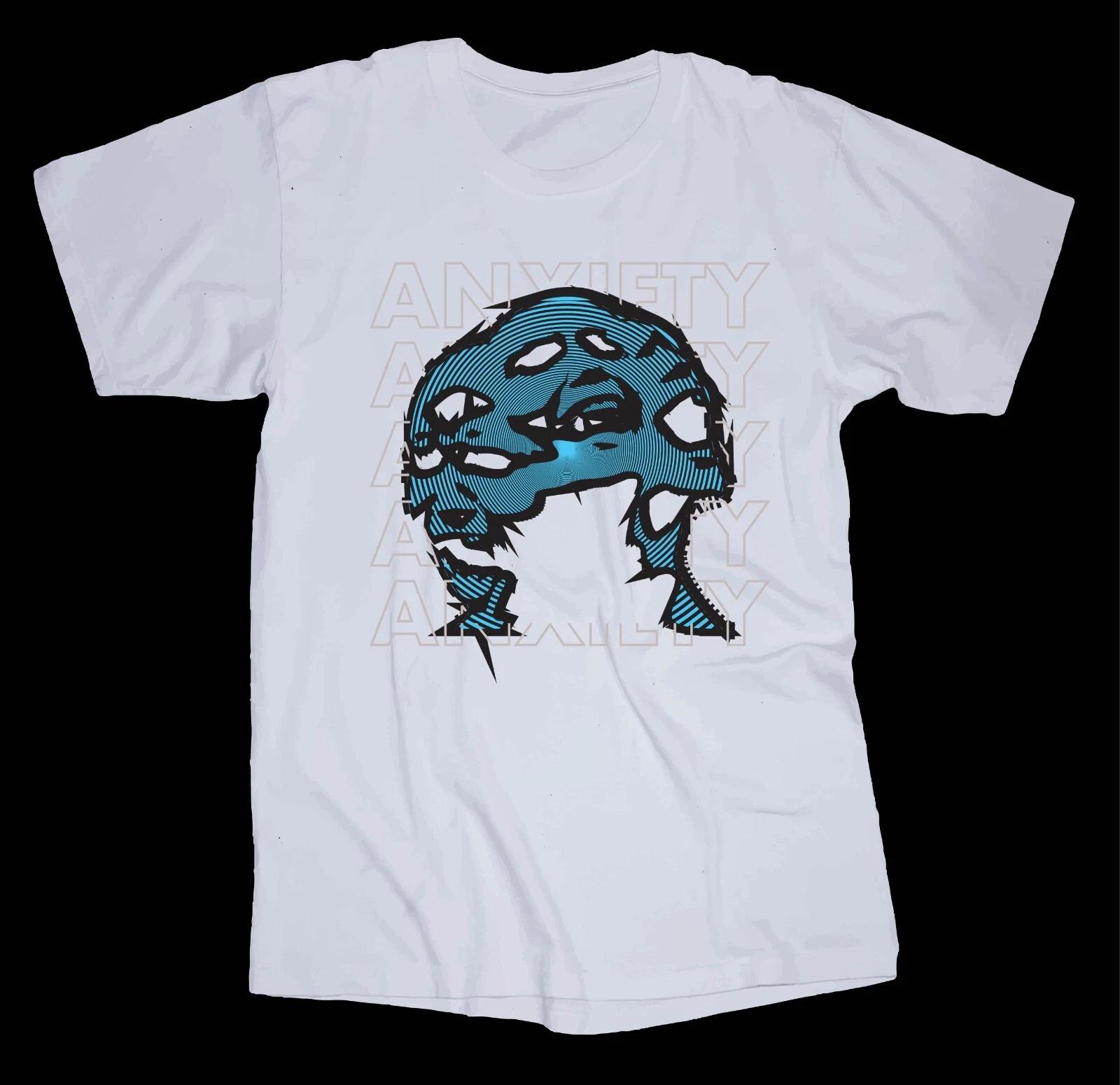 

ANXIETY white T-shirt Rock n Roll shirt Graphic Trippy Design Music Out of Mind M