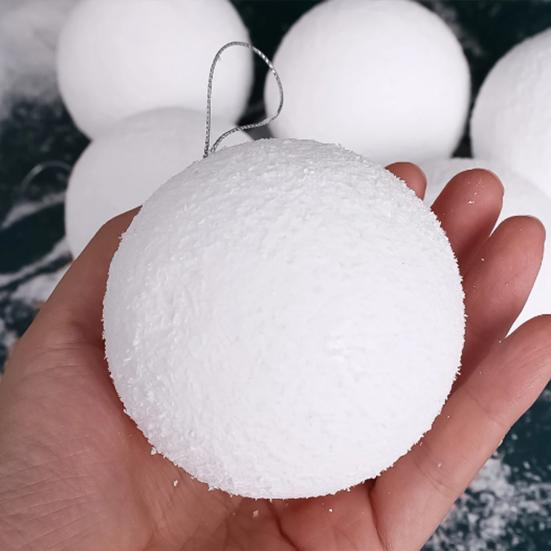 6Pcs 4/6/8CM Christmas Snow Ball White Foam Reusable Wedding Holiday Decoration Xmas Tree Hanging Ball Ornament Pendant