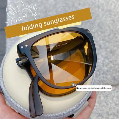 Fashion Portable Folding Sunglasses Women Vintage Eyewear for Men Polarized Glasses Female