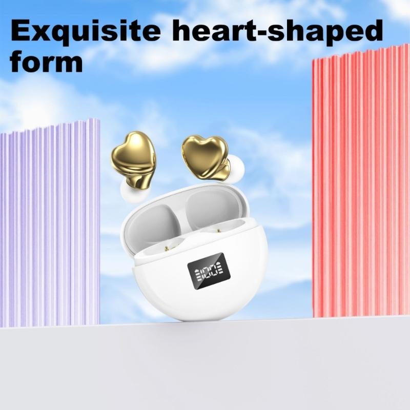 Lovely Heart Shape Wireless Earphones Earbuds With Modern Wireless Headphones And Comfortable Fit For Daily Use TE-I3