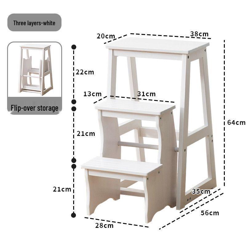 Solid Wood Folding Ladder Chair: Dual-Use Step Stool & Indoor A-Frame Ladder