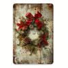 Vintage Metal Tin Sign Retro Christmas Wreath Wall Decor Home Kitchen Bar Gift