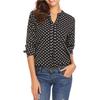 Women S Plus Size Long Sleeve V Neck Polka Dot Print Loose Blouse