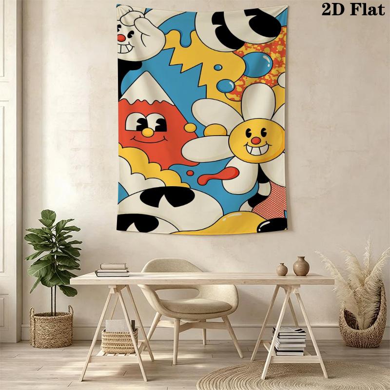 Colorful Cartoon Characters Pattern Home Decor Tapestry, Wall Hanging, Decorative RV Wall Cloth.ZGT0914166