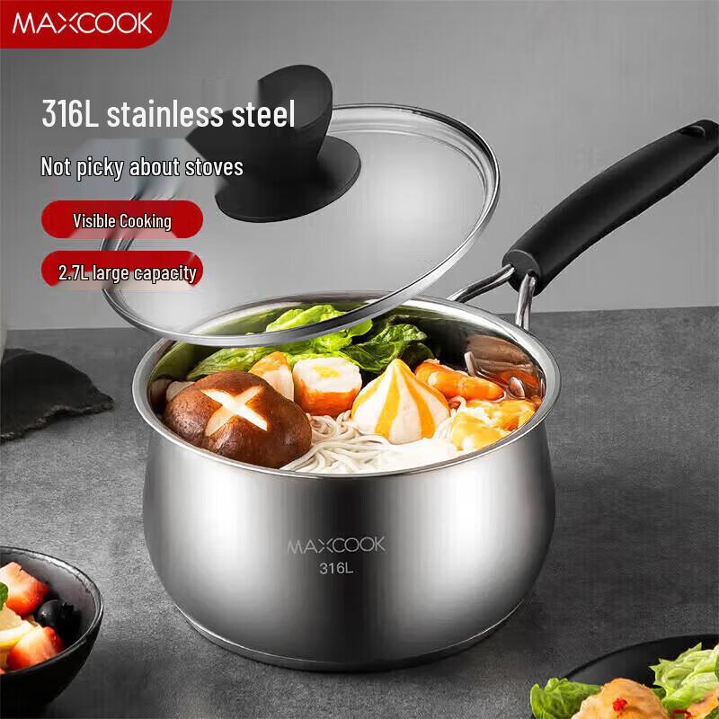 

Mecuk 316L Stainless Steel Saucepan with Lid, 18cm