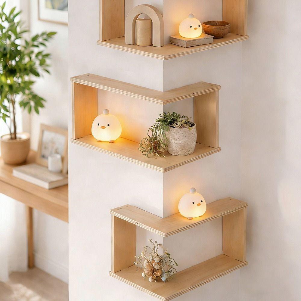 Hölzliches schwebendes Eckregal Platzsparend Dekoratives trapezförmiges Eckregal Modern Große Kapazität Statue Organizer