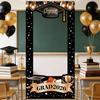 Black Gold Graduation Backdrop 2026 Banners With Star And Balloons Motifs Background For Photo Decorations 60X120CM