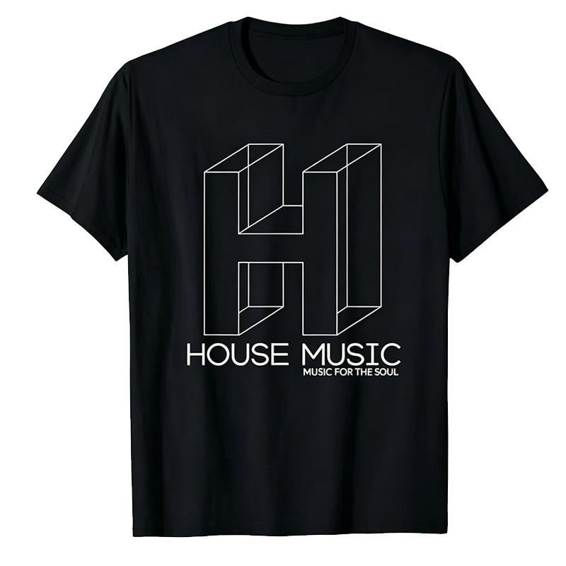 Deep House Music Art - Minimalist Design for DJ, Raver EDM T-Shirt Custom Printed Graphic T Shirts Vintage T Shirt Camisas
