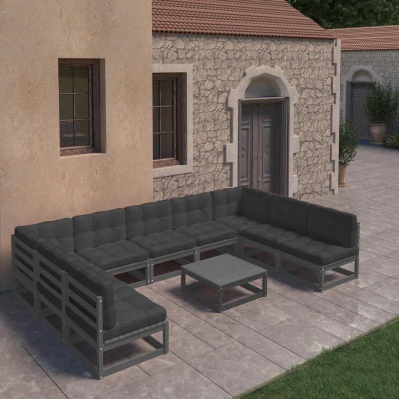 Day and Night - Day and Night 10-piece Garden Furniture Set with Black Pine Wood Cushions