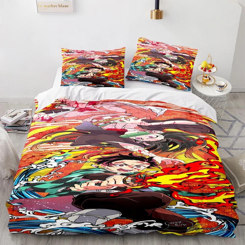 Juego de Cama de Demon Slayer Individual Twin Full Queen King Size Anime Kawaii Juego de Cama Aldulto Niño Dormitorio Juegos de Funda Nórdica 3D