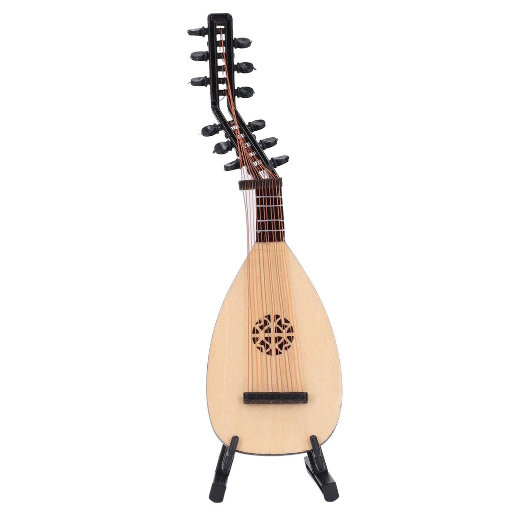Mini Lute Pipa Model Unique Small Decor Miniature Ornament Musical Instrument Wooden Photo Prop