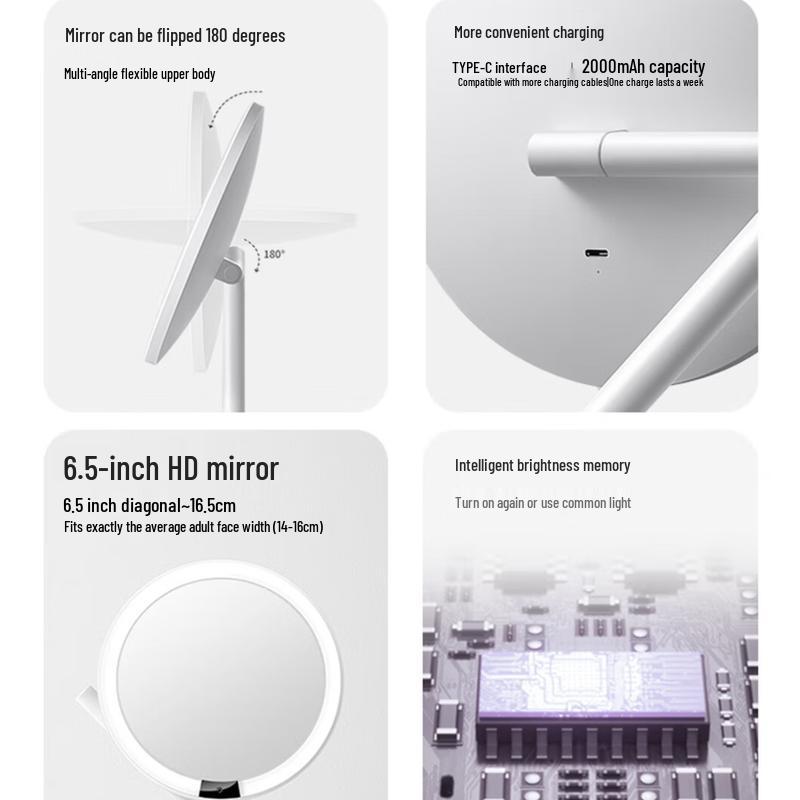 AMIRO LED HD Inteligentne Lustro do Makijażu ze Światłem Wypełniającym wtyczka CN (adapter w zestawie)