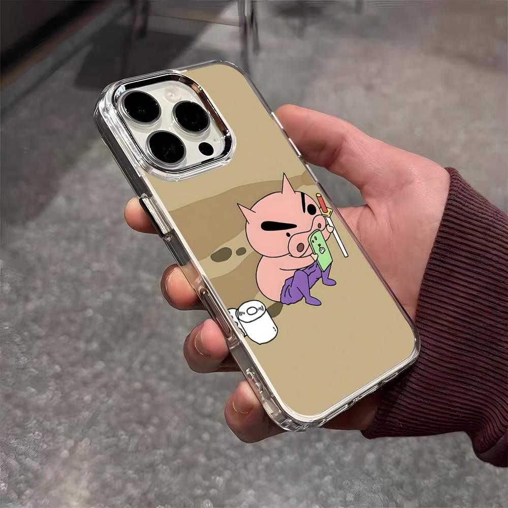 Anime Buriburizaemon Pig Phone Case For IPhone 17 Air 16 E 15 14 13 12 11 Plus Pro Max Electroplated Transparent Soft Shell